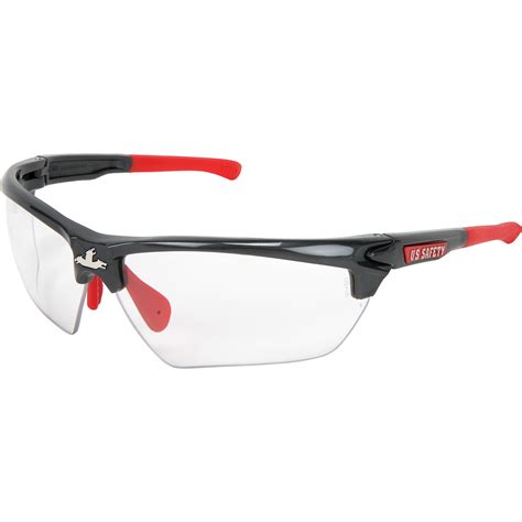 mcr safety dm1310pf dominator dm3 safety glasses gray red frame clear max6 anti fog lens