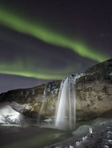 Icelandicphoto Northern Lights Seljalandsfoss Waterfall Nature Travel