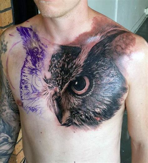 70 Owl Chest Tattoo Designs For Men Nocturnal Ink Ideas Cool Chest
