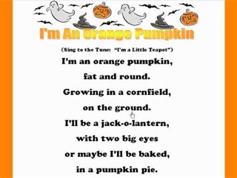 Orange rhymes with blorenge (a mountain in wales) and sporange (a technical word for a sac where spores are made). I'm An Orange Pumpkin (Kids Halloween Rhymes & Songs ...