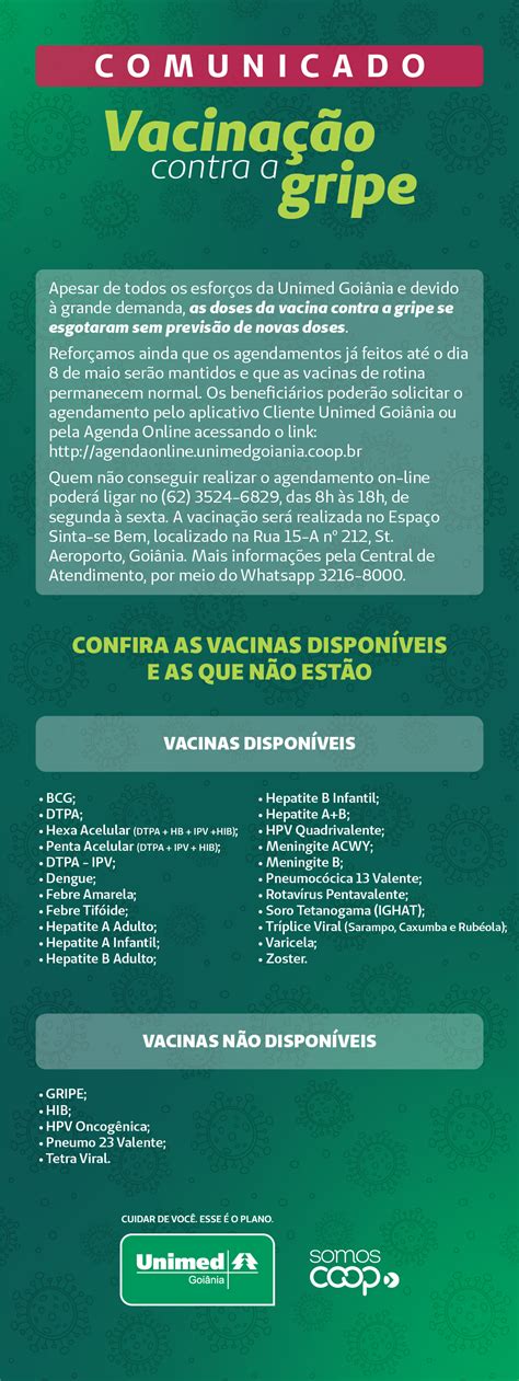 comunicado vacinação contra a gripe