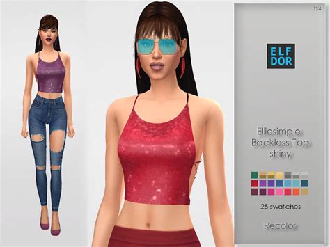 Elliesimple`s Backless Top Recolor Shiny At Elfdor Sims Sims 4 Updates