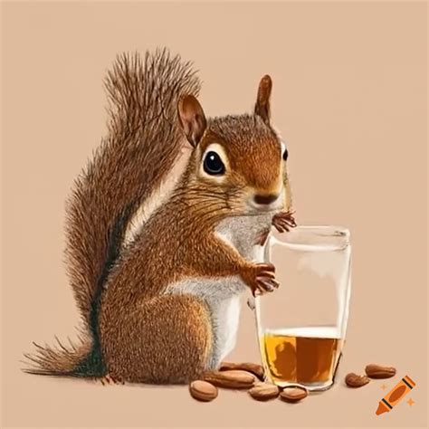 Funny Squirrel Buying Beer With Nuts