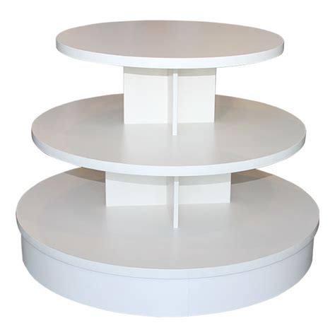 3 Tier Round Display Table White Retail Display Table