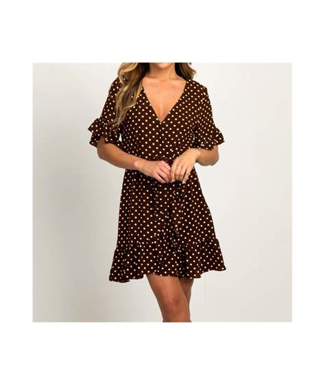 2019 female summer dress sexy deep v neck polka dot dresses fashion short sleeve beach mini