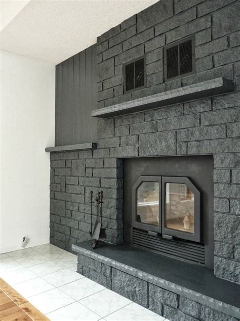 Prepping for painting a fireplace is very important. How to Easily Paint a Stone Fireplace (Charcoal Grey ...