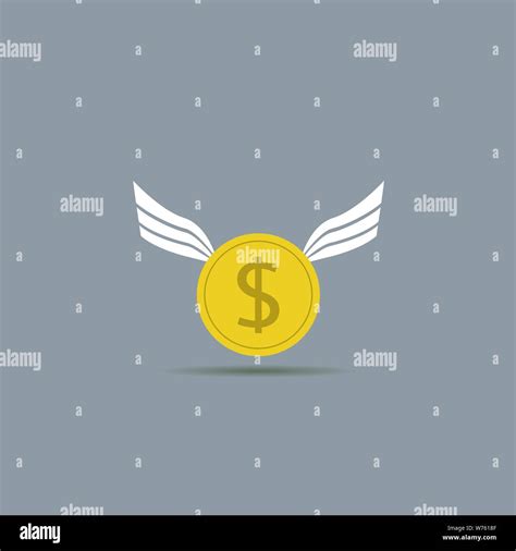 Flying Dollar Coin Icon Golden Dollar Coin With Wings Symbol Vector