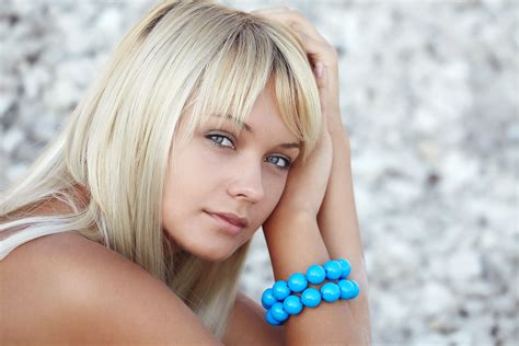 Free Download HD Wallpaper Women Blonde Lada D Blue Eyes Looking At Viewer Blond Hair