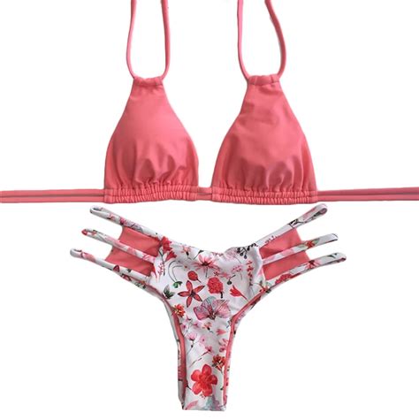 buy sexy women summer swimsuit bra flower briefs bikini strip beachwear from