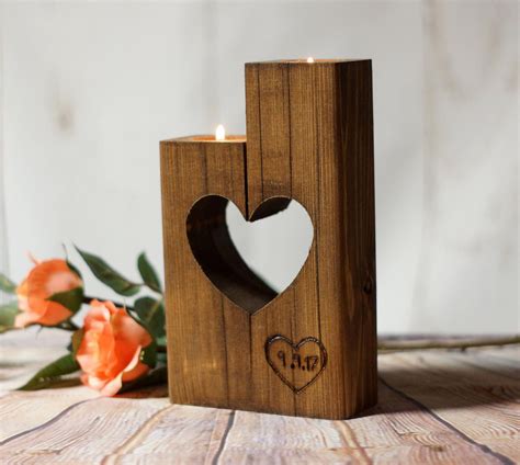 Woodprojectsforgirlfriend Heart Candle Holder Personalized Candle