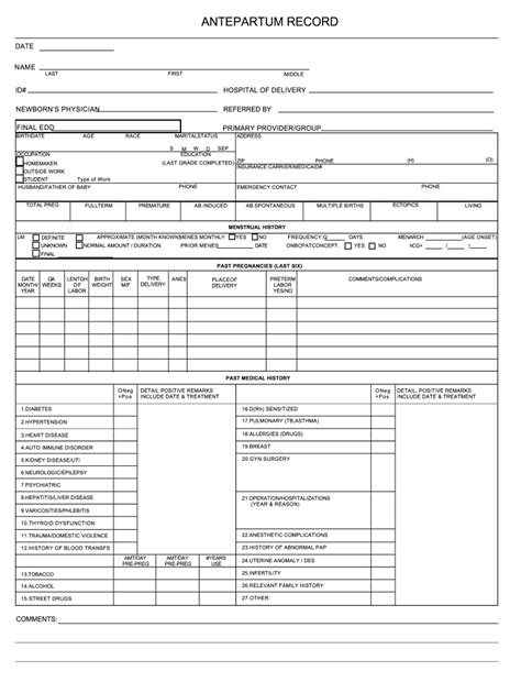 Prenatal Record Template Fill Out Sign Online DocHub