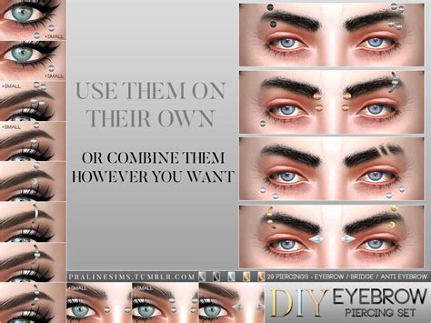 Pralinesims 17 Different Eyebrow Piercings For Emily Cc Finds
