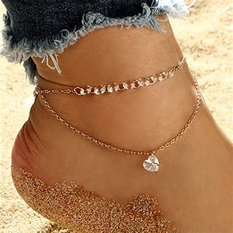 Chencan01 Anklets For Woman Layered Anklet Double Gold Ankle Bracelet