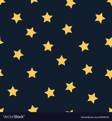 Yellow Star Seamless Pattern On Black Royalty Free Vector