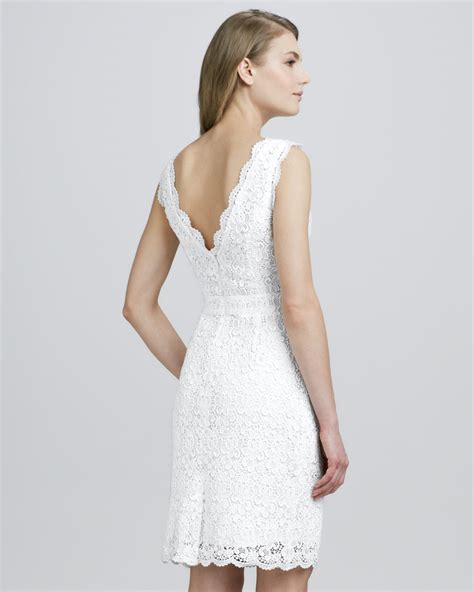 Lyst Shoshanna Nyla Sleeveless Lace Overlay Dress In White