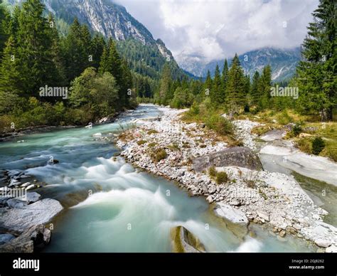 River Sarca Val Di Genova In The Parco Naturale Adamello Brenta