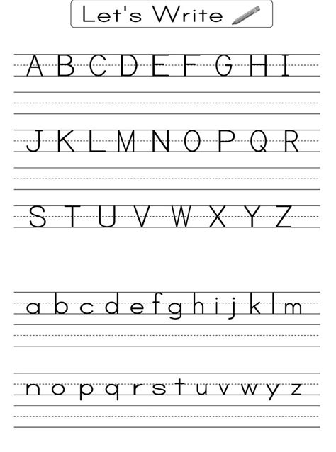 english alphabet worksheet  kindergarten alphabet writing practice