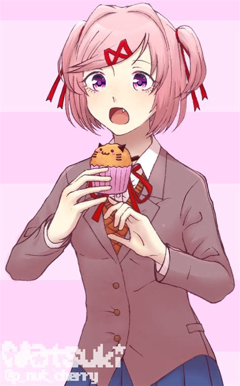 Natsuki Eating A Kitten Cupcake~ 💗 By Pnutcherry On Twitter Rddlc