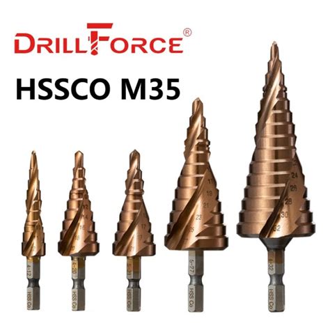M35 5 Cobalt Step Drill Bit Hssco Cone Metal Tool Hole Cutter 3 123 144 124 204 224 254