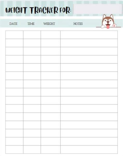 Blank Printable Puppy Weight Chart