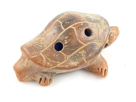 lot pre columbian ocarina pottery turtle effigy flute