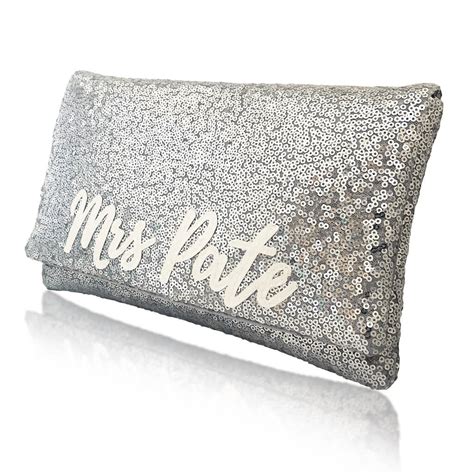 Silver Sequin Personalised Mrs Clutch By Emma Gordon London