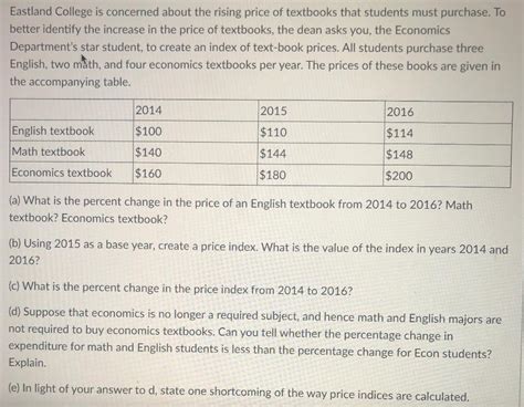 Solved Eastland College Is Concerned About The Rising Price