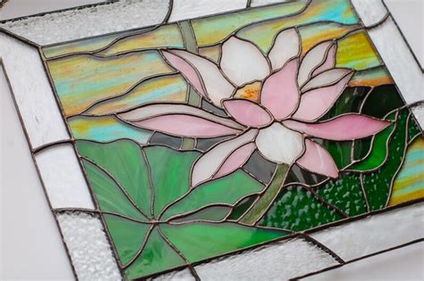 Stained Glass Panel Lotus Flower Window Hangings Mom T Etsy Australia