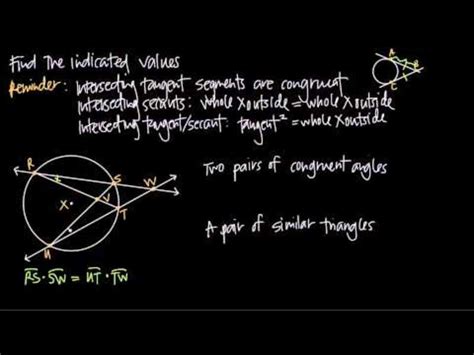 Intersecting Tangent And Secant Lines Of Circles Instructional Video