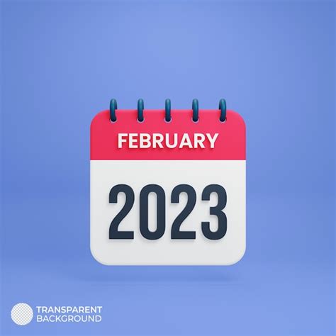 Premium Psd 2023 February Calendar Rendered 3d Illustration