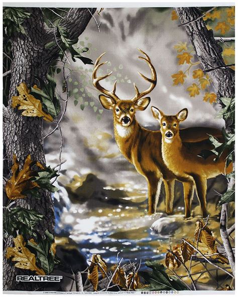 Realtree Deer Quilt Panel Cotton Fabric Camo By Deer