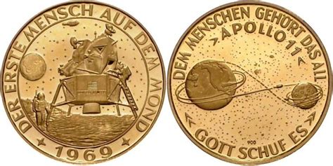 German Apollo 11 Gold Medal 1969 Moon Landing The First Man On The