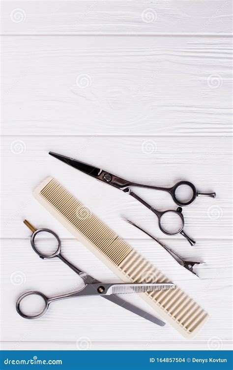 Hairdressing Scissors And Comb Top View Stock Photo Image Of