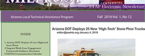 Fall 2019 Arizona Milepost Newsletter Local Technical Assistance Program