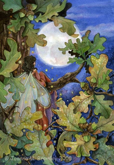 A Painting Of Leaves And A Full Moon