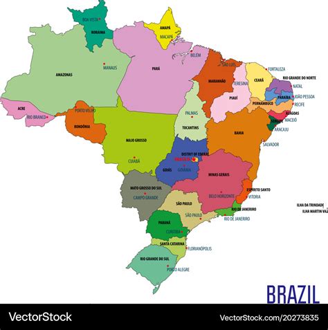 Political Map Of Brazil Royalty Free Vector Image