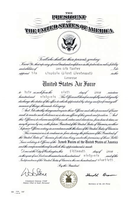 Dd Form 1af Certificate Of Commission Formudlvirtualedupe