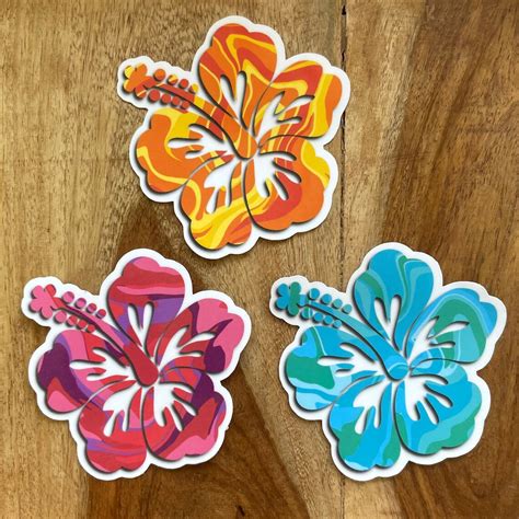 Hibiscus Flower Sticker Pack Hawaiian Flower Stickers Etsy