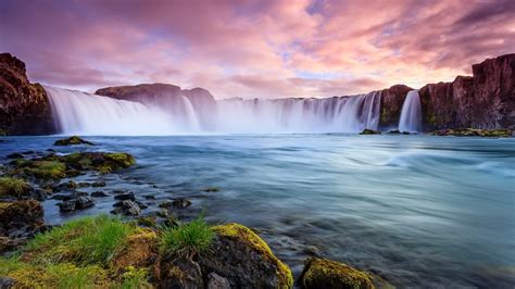 Iceland River Waterfall Rocks Nature Hd Wallpaper Preview