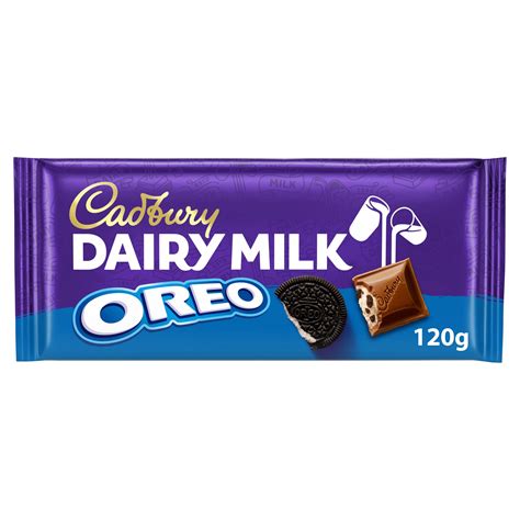 cadbury dairy milk with oreo chocolate bar 120g single chocolate bars and bags iceland foods