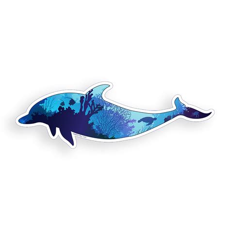 Underwater Dolphin Sticker Printed Digital Vinyl Decal Ocean Etsy