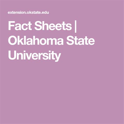 The Text Fact Sheets For The University Of Oklahoma State University In