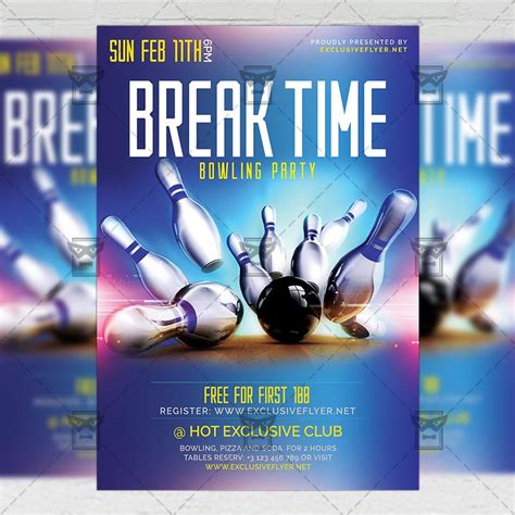 Break Time Flyer Bowling A5 Template Exclsiveflyer Free And