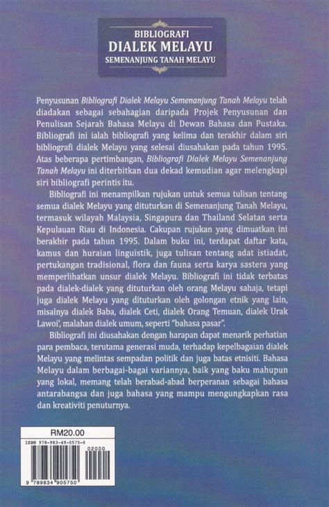 Siri Monograf Sejarah Bahasa Melayu Bibliografi Dialek Melayu