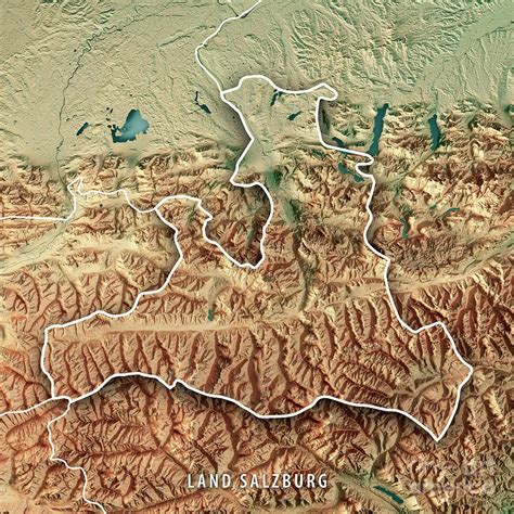 Land Salzburg Austria 3d Render Topographic Map Border Digital Art By