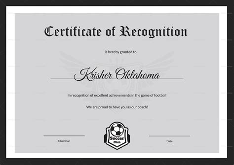 Excellent Coach Football Certificate Design Template In Psd Word