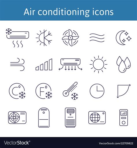 Simple Set Air Conditioning Icons Royalty Free Vector Image