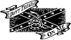 Beneath the rattlesnake are the words: Dont Tread On Me Gadsden Rebel Flag Car or Truck Window Decal Sticker - Rad Dezigns