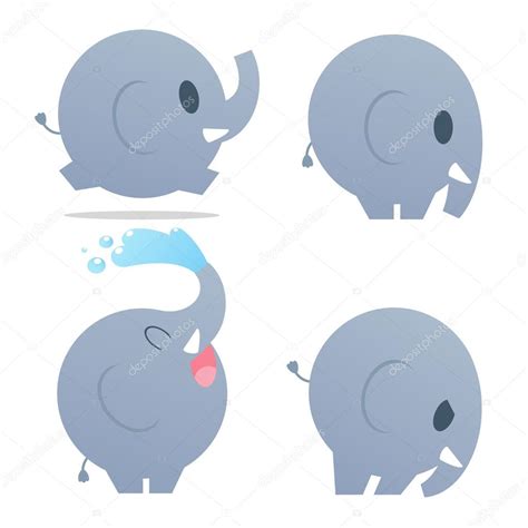 Bonito Elefante De Desenhos Animados Ilustração Vetorial Com