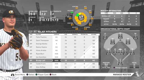 Mlb The Show 20 Chicago White Sox Manage Roster Overview Mlb Levels Aaa Aa A Youtube